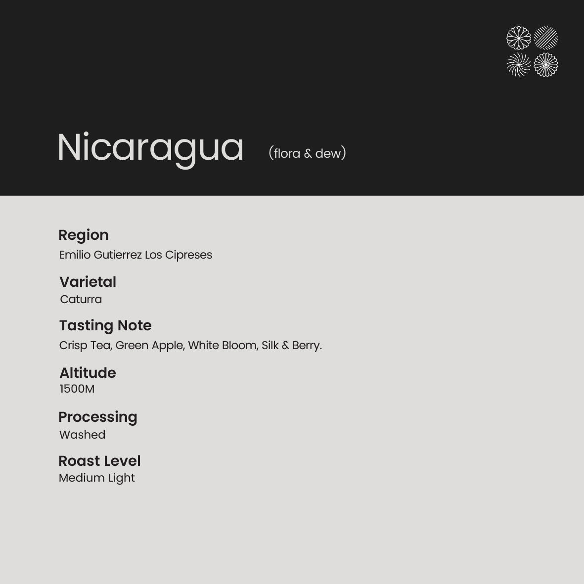 [Whole Bean] Nicaragua  (Flora & Dew) | Crisp Tea, Green Apple, White Bloom, Silk & Berry.